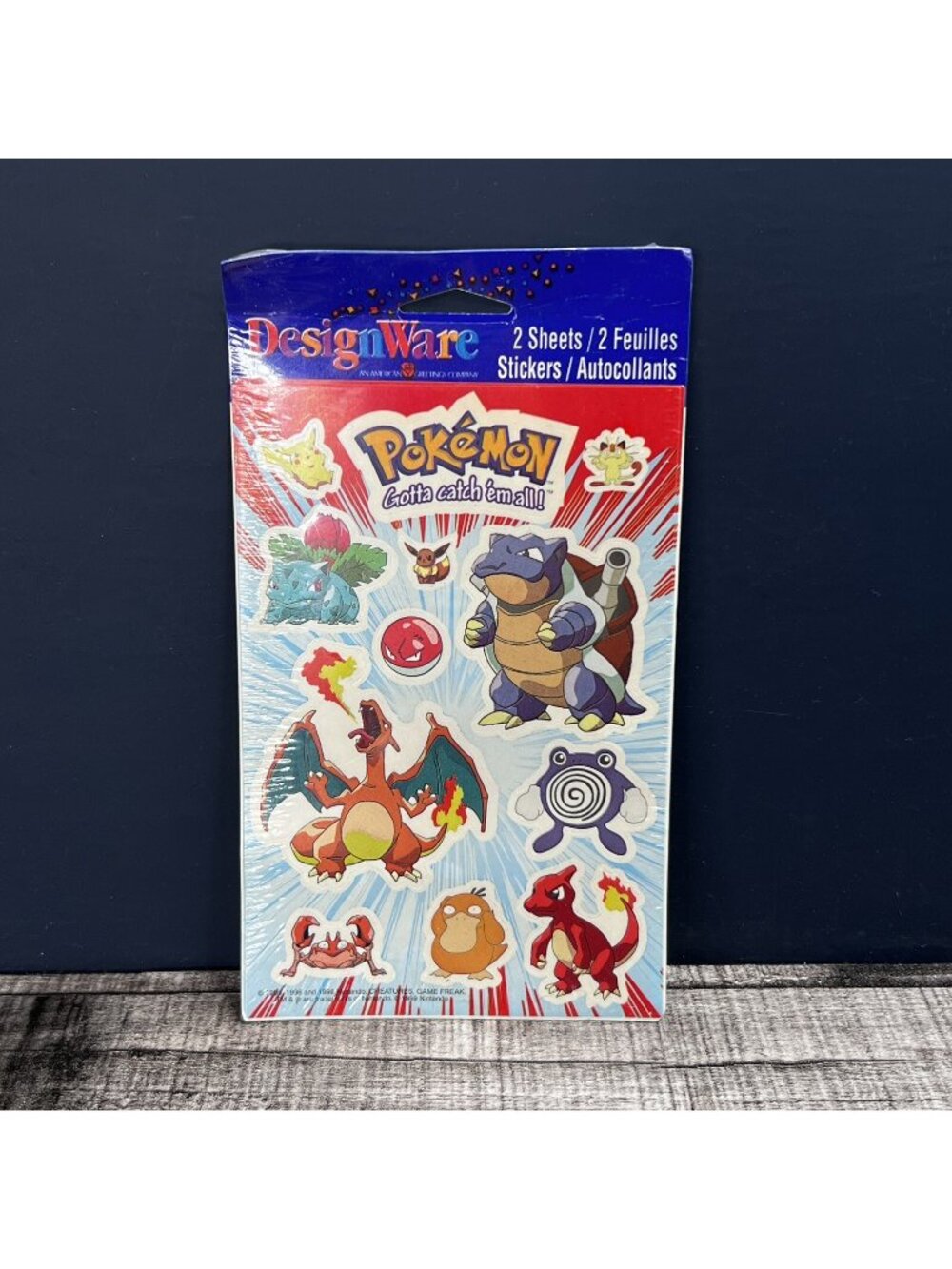 1999 Nintendo Pokemon DesignWare Factory Sealed Stickers BRAND NEW (2 sheets)